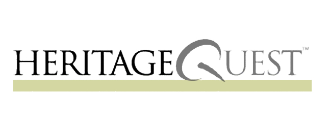 Heritage Quest logo; White background, dark gray text: "HERITAGE" light gray text "Quest", sage green bar underneath.