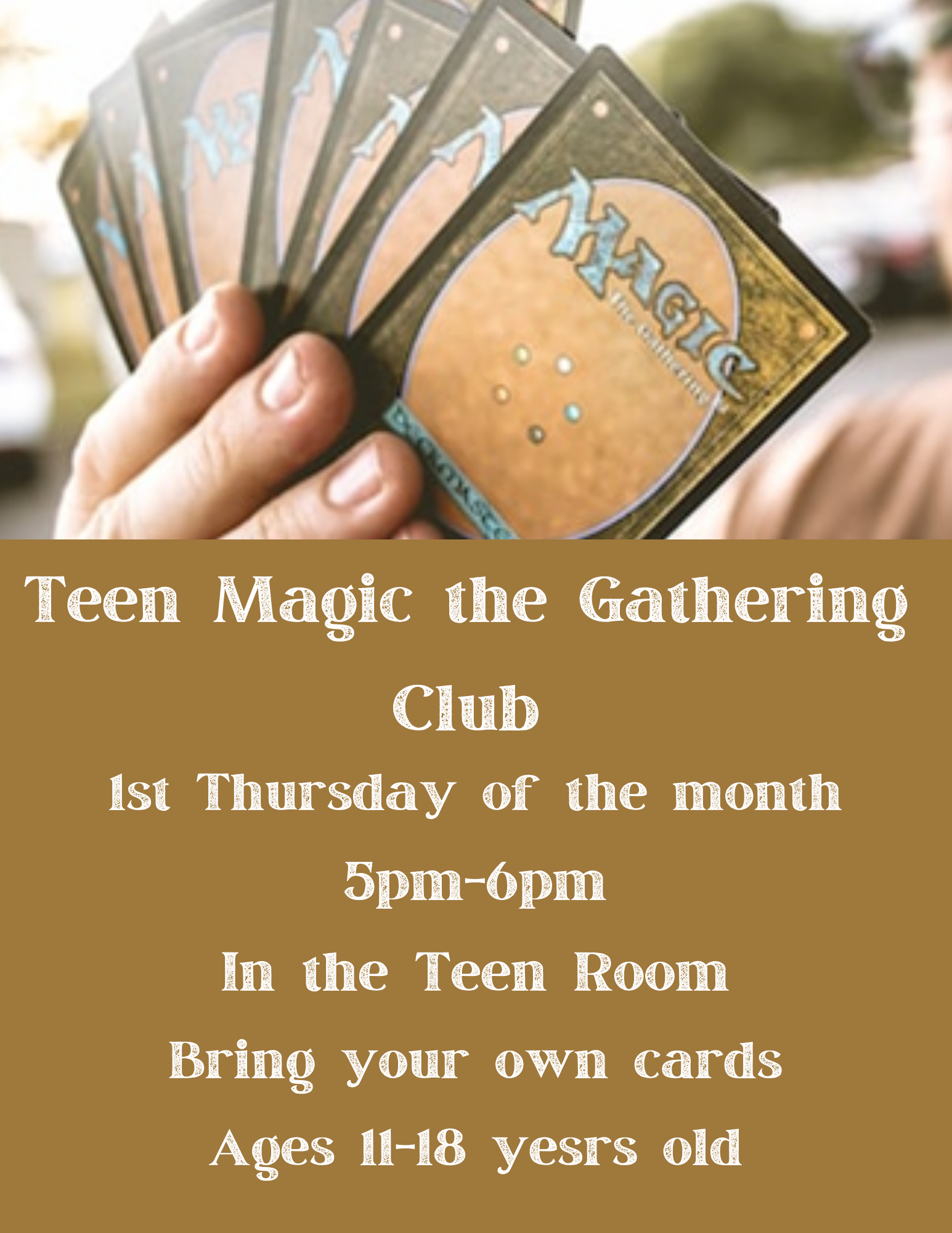 Brown background with Magic the Gathering Club in white letters 