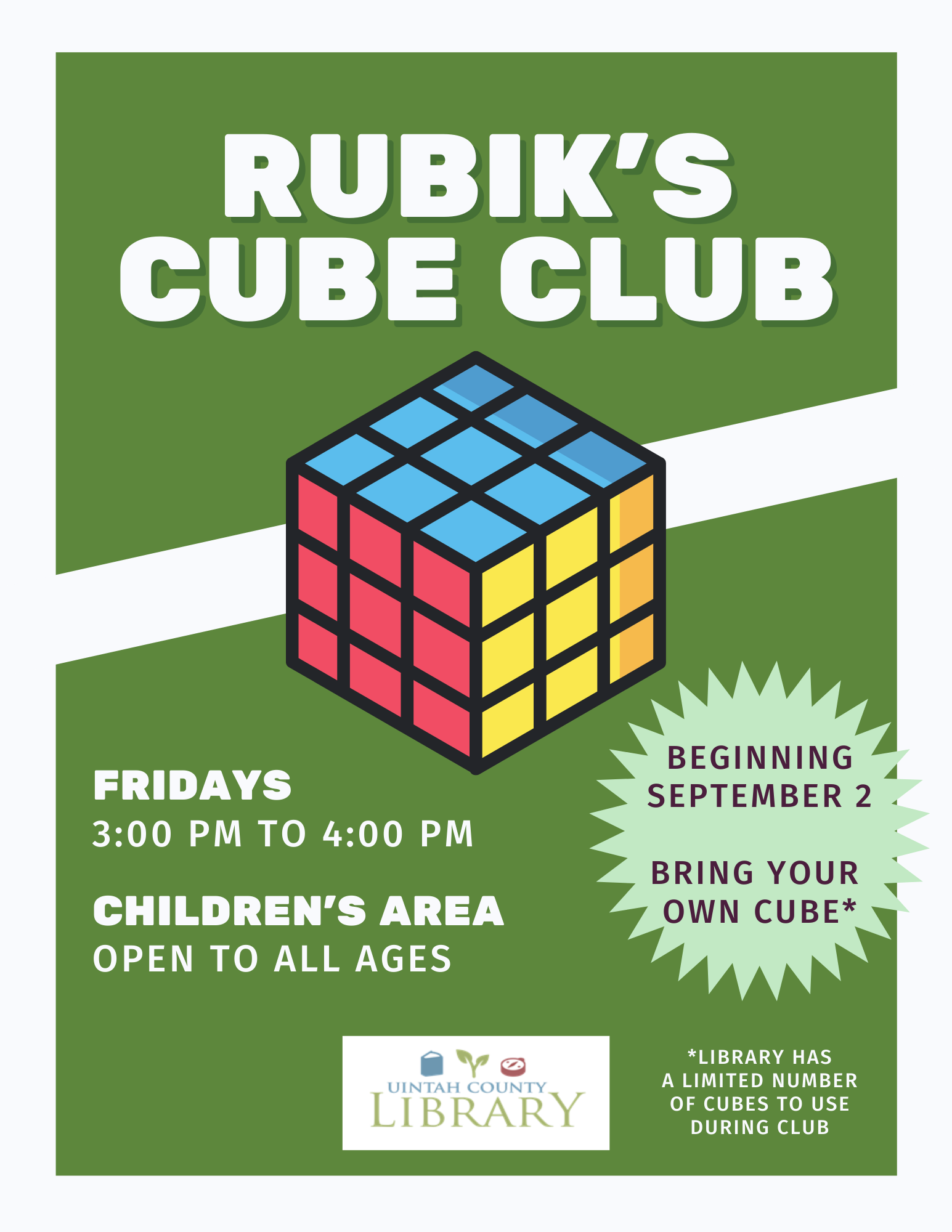 Flyer with Rubik's Cube Club details