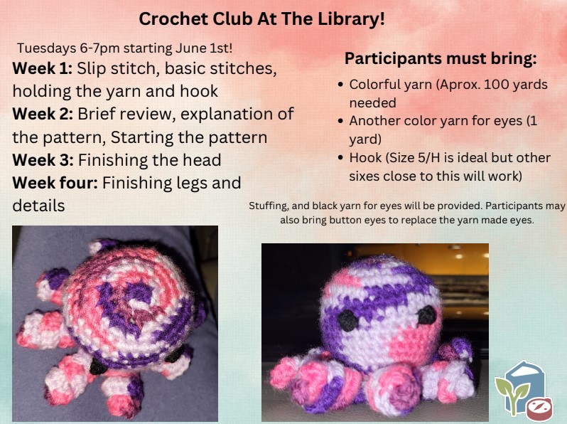 Details of the class listed on the left, supplies needed on the right. Below text is the images of the octopus project