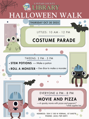 Activity information, decorated with monsters and doors.