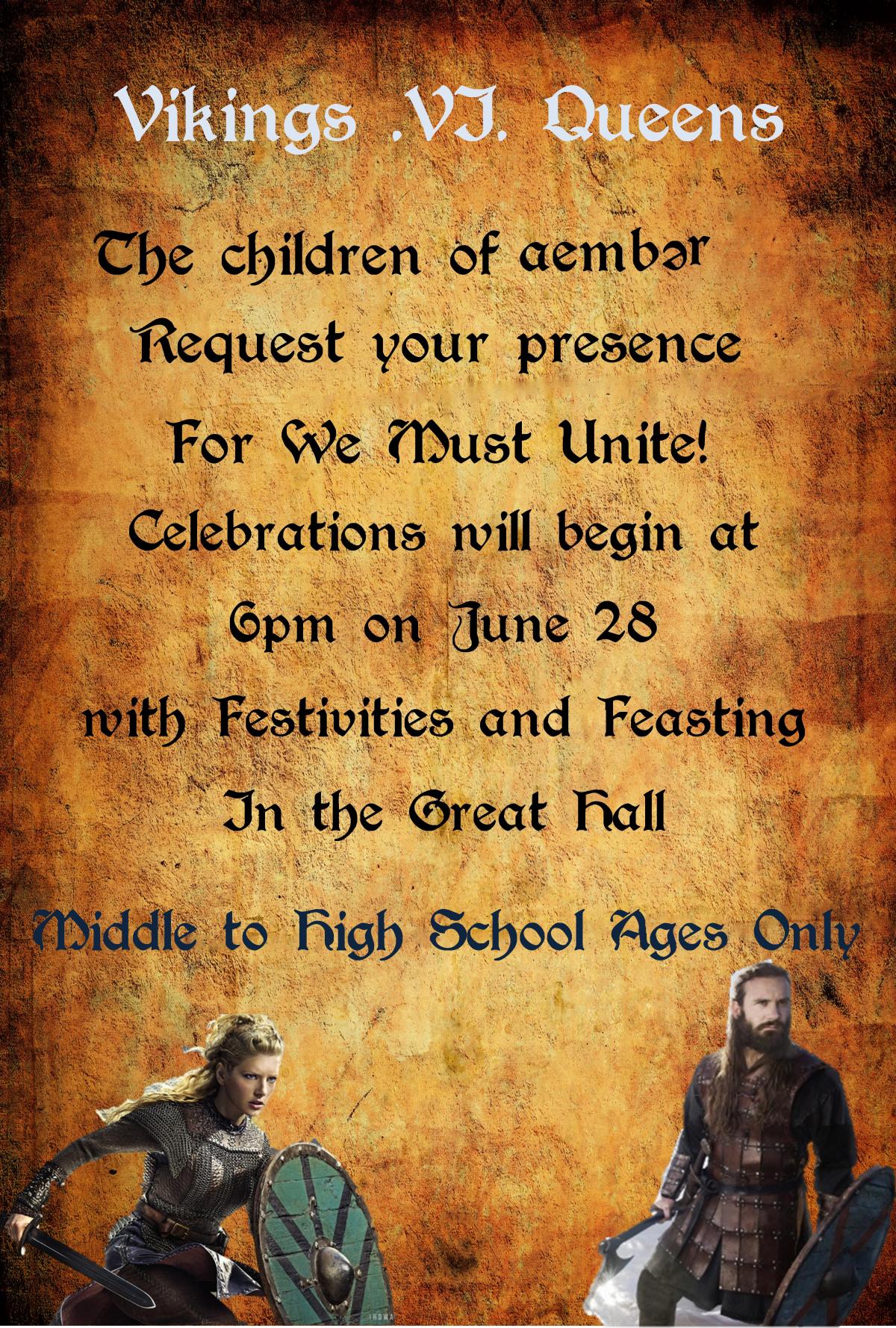 Vikings Teen Lock-In June 28, 2019 Time 6:00pm to 10:00pm 